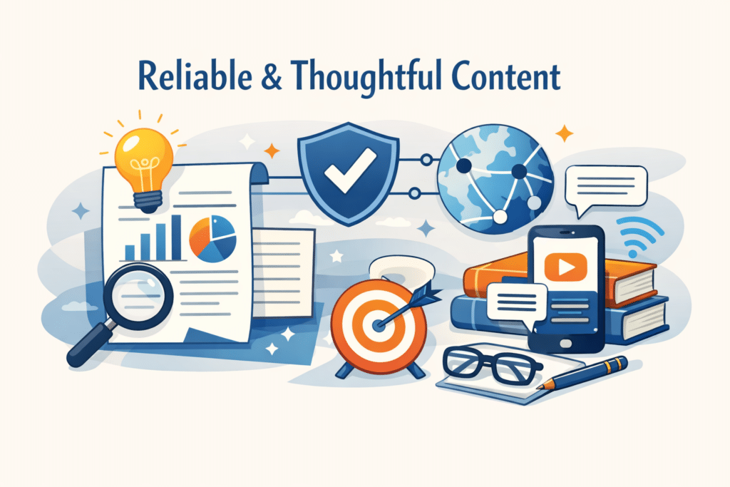 Abstract visual representing reliable and thoughtful content