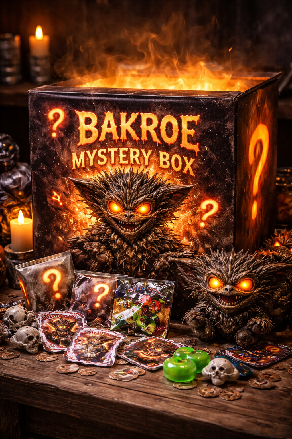 Bakroe Mystery Box teaser image with mystery collectibles and Bakroe artwork