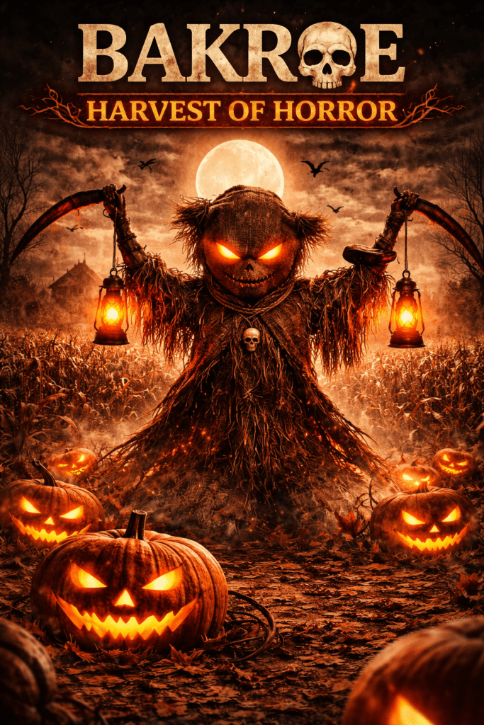 Bakroe OOAK art doll in a dark harvest landscape under a full moon