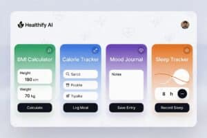 Interactive BMI calculator, calorie tracker and mood journal created by Healthify AI