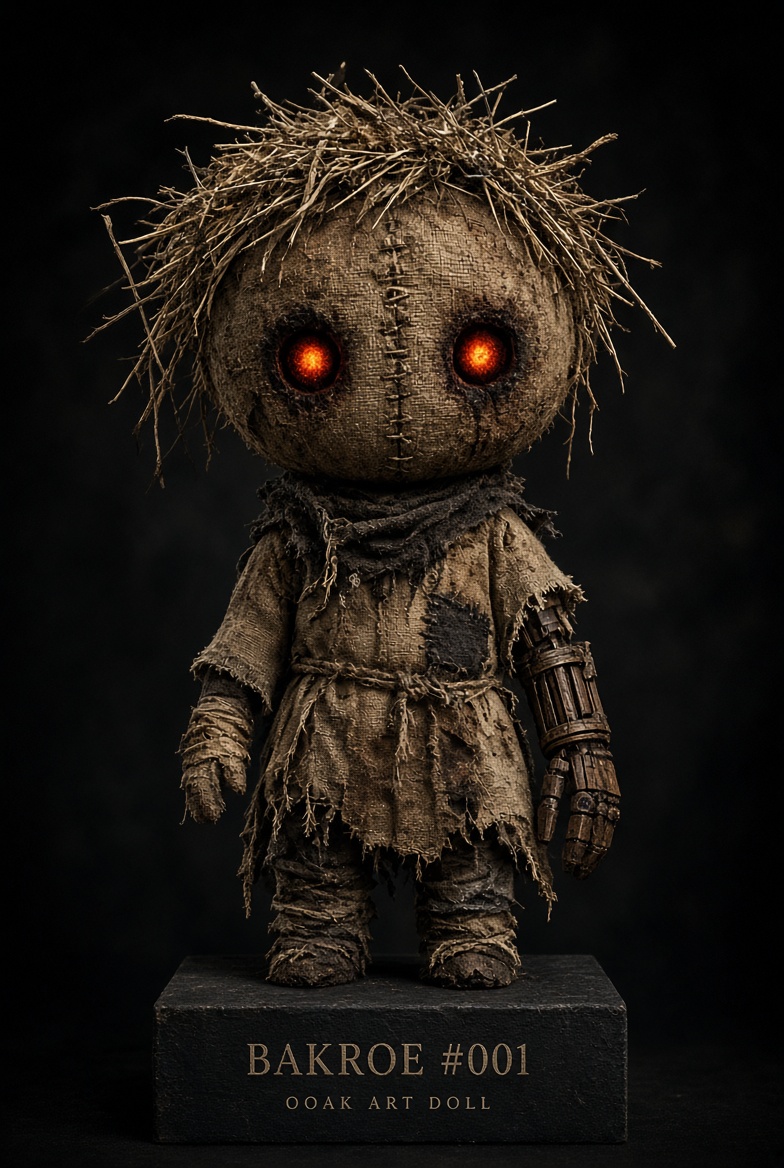 Full view of Bakroe OOAK art doll